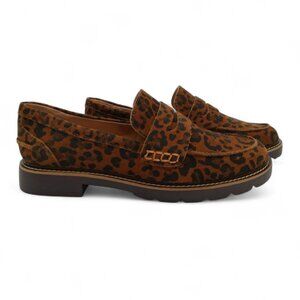 Blondo Waterproof Women's Size 8M Leopard Suede Block Heel Platform Penny Loafer
